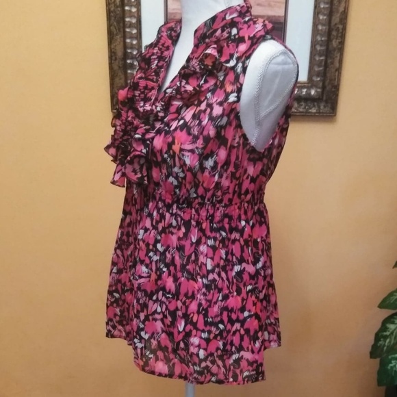 Nue Options Womens Ruffle Front Button Sheer Top - Picture 5 of 6